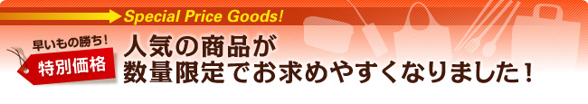 早いもの勝ち！人気の商品が数量限定の特別価格でおもとめやすくなりました！
