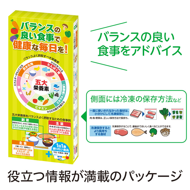 パッケージには食事のとりかたや栄養素情報満載！