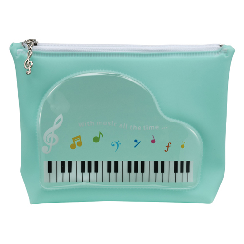 Piano Line 窓付きミルキーポーチ ブルー ピアノグッズ 在庫対応ノベルティ 名入れ等 ノベルティグッズ 販促品の力匠
