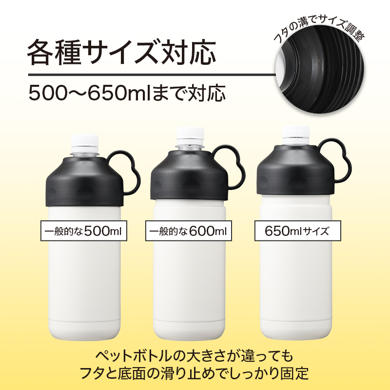 500～650mlサイズのペットボトル対応