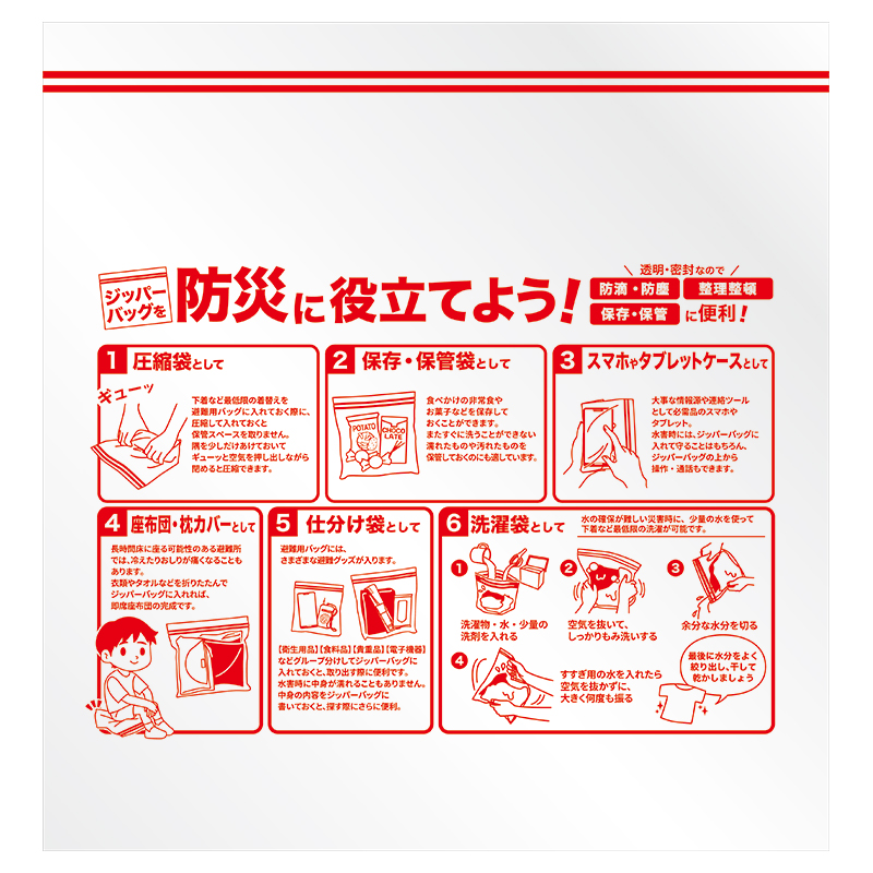 豆知識満載のジッパーバッグ本体